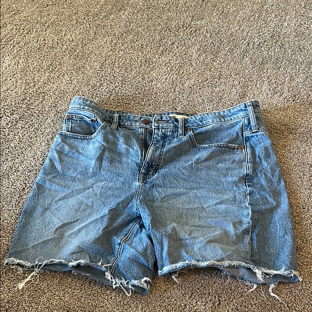 Madewell Blue Jean Shorts Distressed Frayed Hem
